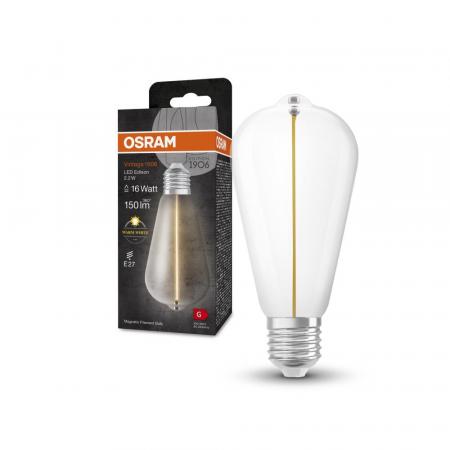 OSRAM E27 LED Vintage Filament Lampe Magnetic Style in Rustika Form 2,2W wie 16W warmweißes Licht 2700K